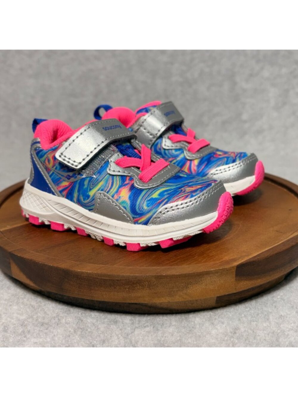 Saucony Kids Shoes Toddler Size 4M Multicolor Swirl Blue Pink Hook/Loop Closure - Picture 2 of 11